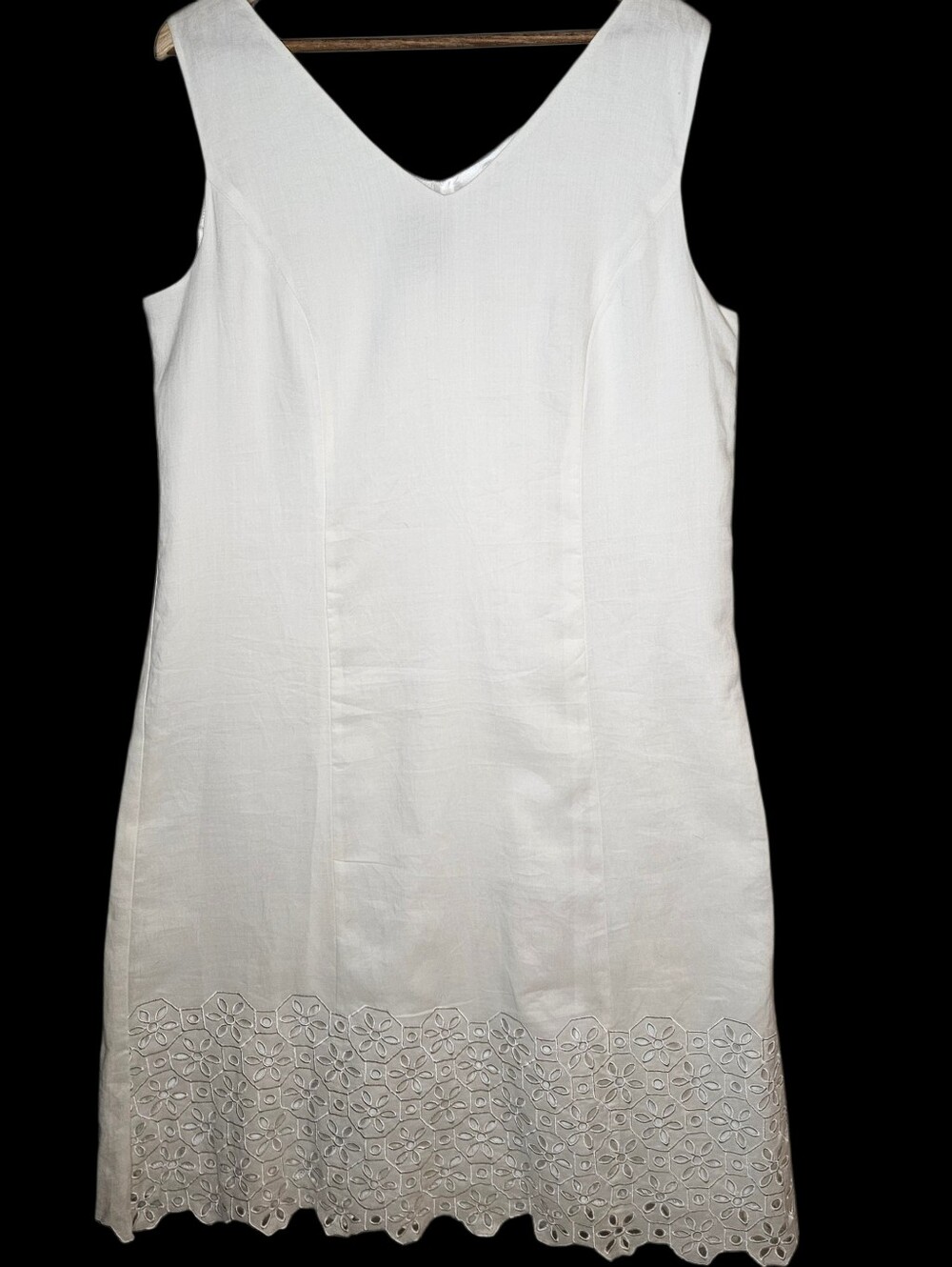 La Brea Linen Shift Dress Size M Fits Large White Sleeveless Quiet Luxury